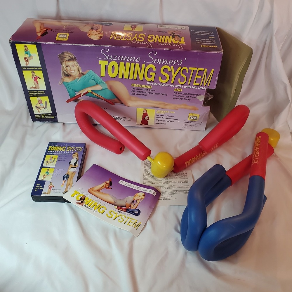 Vintage Suzanne Somers Thigh Master Gold & LBX Complete Toning System BOX